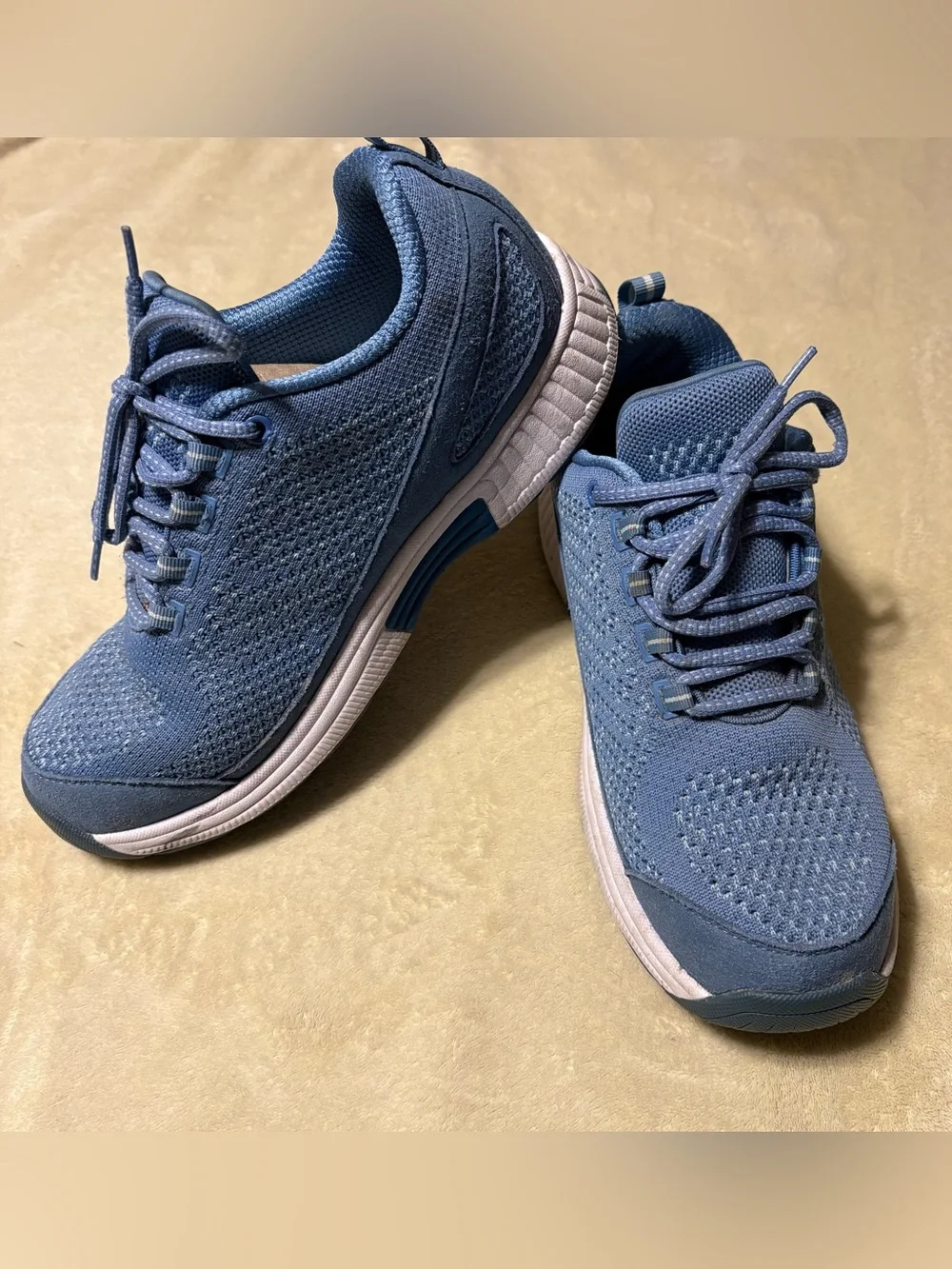 Women's Blue Knit Athletic Sneakers - Lightweight Comfort